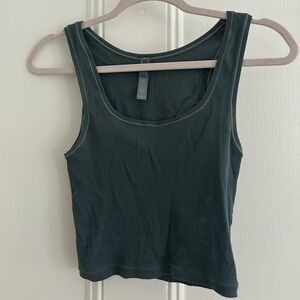 Dark Green Ribbed Tank Top